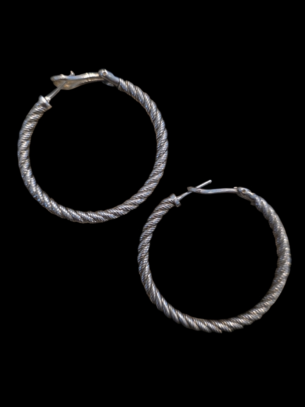 Silver Twisted Hoop Earrings - Women's Jewelry